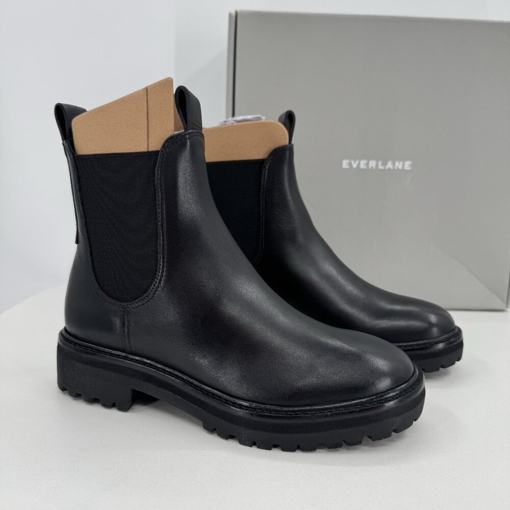 Everlane The Lug Chelsea Boot in Black sz 6.5 Women's Leather Ankle Chunky Sole